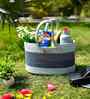 Grey & Navy Blue Polypropelyene Floris Tote Storage Basket