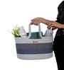 Grey & Navy Blue Polypropelyene Floris Tote Storage Basket
