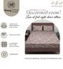Grey & Red Glace Cotton Floral Print Elastic Fitted King Bedsheet With 2 Pillow Covers