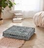 Grey & Turquoise Geometric Polyester 20x20 Inches Floor Cushion