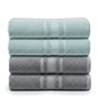 Grey & Water Green Soft Cotton 500 GSM Solid Bath Towel Pack Of 4