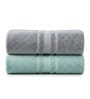 Grey & Water Green Soft Cotton 500 GSM Solid Bath Towel Pack Of 2