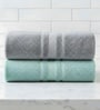 Grey & Water Green Soft Cotton 500 GSM Solid Bath Towel Pack Of 2