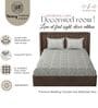 Grey & White Glace Cotton Paisley Print Elastic Fitted King Bedsheet With 2 Pillow Covers