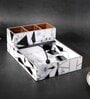 Grey & White MDF Wood Grey White Triangle Cutlery Tissue Holder