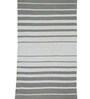 Grey & White Polypropylene Striped 3 x 5 Feet Dhurrie