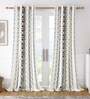 Grey Geometric 100% Cotton 9 Ft Light Filtering Eyelet Door Curtain