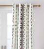 Grey Geometric 100% Cotton 9 Ft Light Filtering Eyelet Door Curtain