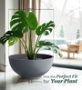 Grey Bowl Shaped Polymer Floor Planter