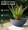 Grey Bowl Shaped Polymer Floor Planter