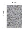 Grey  Hair On Leather Geometrical Hand Woven 8ftX10ft Carpet