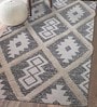 Grey Cotton 3 ft X 5 ft Machine Made Dhurrie