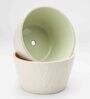 Grey, Pink & Green Ceramic Textured Planter, Set of 2