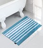 Blue Traditional Polyester 80x50 Inches AntiSkid Bath Mat
