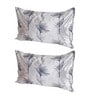 Grey Floral 210TC Polyester Blend 17 x 27 Inches Pillow Covers (Set of 2)