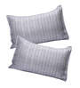 Grey Patterned 210TC Jute 17 x 27 Inches Pillow Covers (Set of 2)