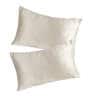 Grey Plain Solid 210TC Satin 17 x 27 Inches Pillow Covers (Set of 2)