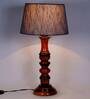 Mabel Grey Fabric Shade Night Lamp With Wood Base