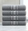 Grey Soft Cotton 500 GSM Solid Bath Towel Pack Of 4