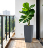 Grey Square Shaped Gey Polymer Floor Planter