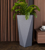 Grey Square Shaped Gey Polymer Floor Planter
