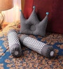 Grey Cotton Crown Shaped Pillows (Set of 3)