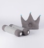 Grey Cotton Crown Shaped Pillows (Set of 3)