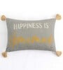 Grey 100% Cotton Happiness is Homemade 16x24 Inches Cushion Cover
