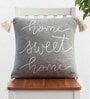 Grey Quoted Cotton 18 x 18 Inches Cushion Cover