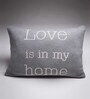 Grey 100% Cotton Love 16x24 Inches Cushion Cover