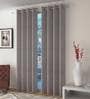 Grey Solid Jute 9 Ft Light Filtering Eyelet Door Curtain