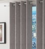 Grey Solid Jute 9 Ft Light Filtering Eyelet Door Curtain