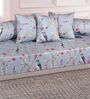 Grey 144 TC Cotton 6 Piece Diwan Set