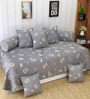 Grey 144 TC Cotton Blend 8 Pcs Diwan Set