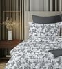 Grey 144TC Cotton Flat Super King Bedsheet with 2 Pillow Covers