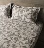 Grey 144TC Cotton Flat Super King Bedsheet with 2 Pillow Covers