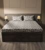Grey 144TC Cotton Flat Super King Bedsheet with 2 Pillow Covers