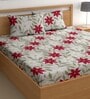 Grey 180 TC Floral Cotton Queen Double Bedsheet 2 Pillow covers