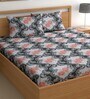 Grey 180 TC Floral Cotton Queen Double Bedsheet 2 Pillow covers