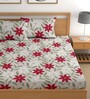 Grey 180 TC Floral Cotton Fitted Double Bedsheet 2 Pillow covers