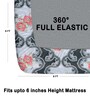 Grey 180 TC Floral Cotton Fitted Double Bedsheet 2 Pillow covers