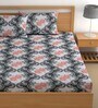 Grey 180 TC Floral Cotton Queen Double Bedsheet 2 Pillow covers