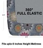 Grey 180 TC Floral Cotton Fitted Double Bedsheet 2 Pillow covers