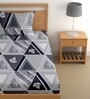 Grey 180 TC Geometric Cotton Single Bedsheet Pillow covers