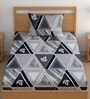 Grey 180 TC Geometric Cotton Single Bedsheet Pillow covers