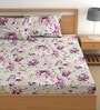 Grey 200 TC Floral Cotton Queen Double Bedsheet 2 Pillow covers