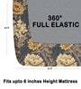 Grey 200 TC Floral Cotton Fitted Double Bedsheet 2 Pillow covers