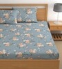 Grey 200 TC Floral Cotton Queen Double Bedsheet 2 Pillow covers