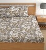 Grey 200 TC Floral Cotton Queen Double Bedsheet 2 Pillow covers