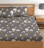 Grey 200 TC Floral Cotton Queen Double Bedsheet 2 Pillow covers